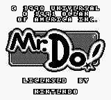 Mr. Do! title screen for GameBoy